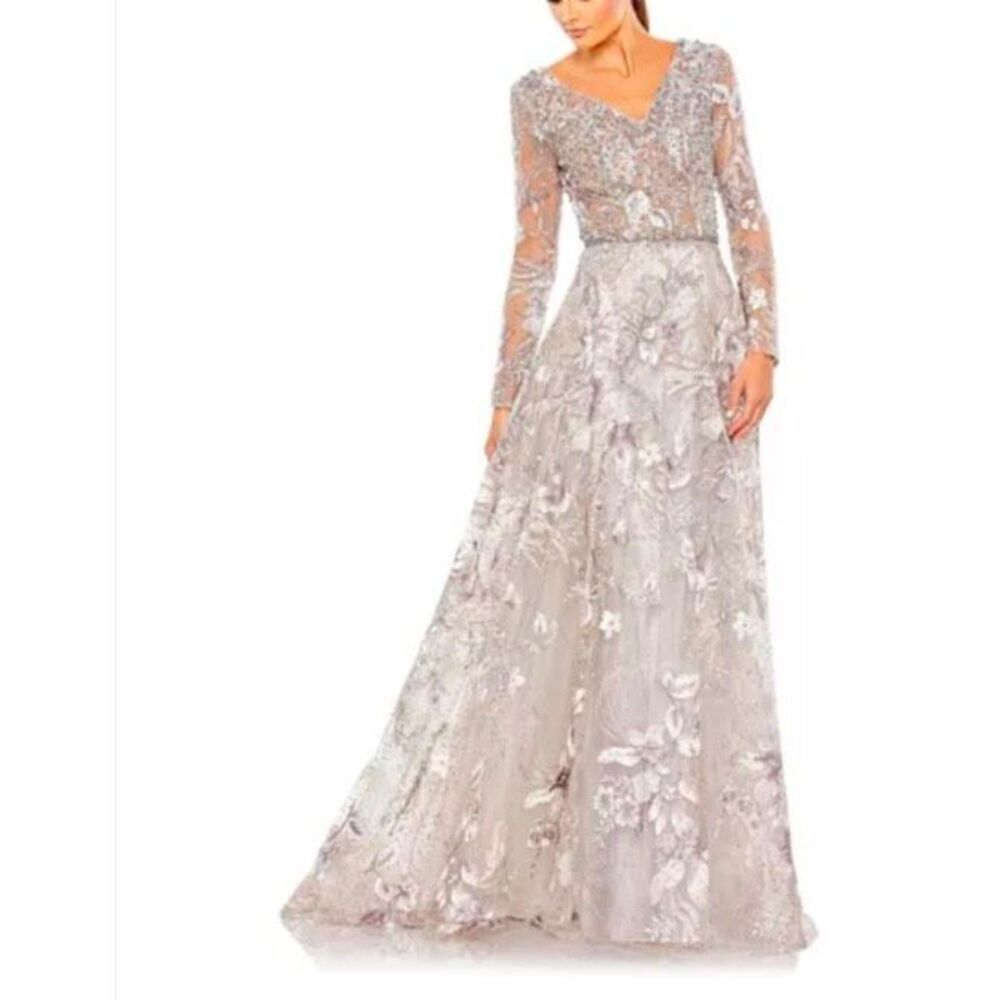 Mac Duggal 20214 Vintage Lilac Gown Long Evening Prom Gala Dress Size 10 Wedding